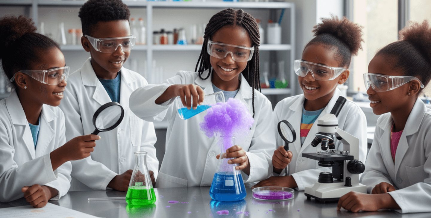 Students engaged in STEAM education